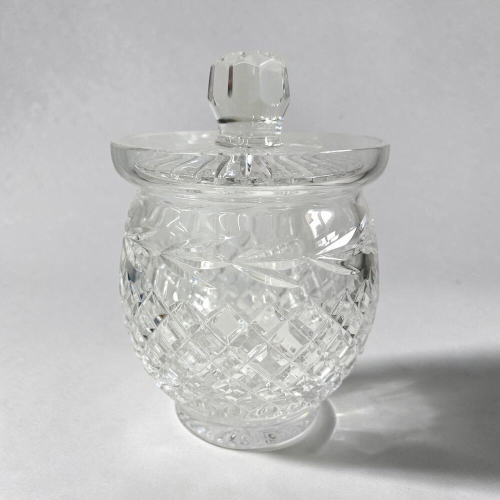 Vintage Tyrone (Cut) Waterford Crystal Biscuit Barrel Jar Handcrafted With Lid